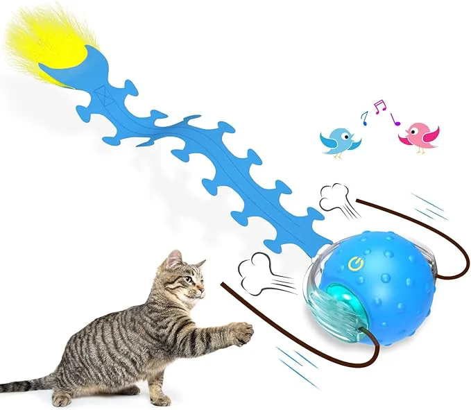 Elegant Interactive Cat Toys Ball for Indoor Cats Fast Rolling on Carpet Chirping Smooth
