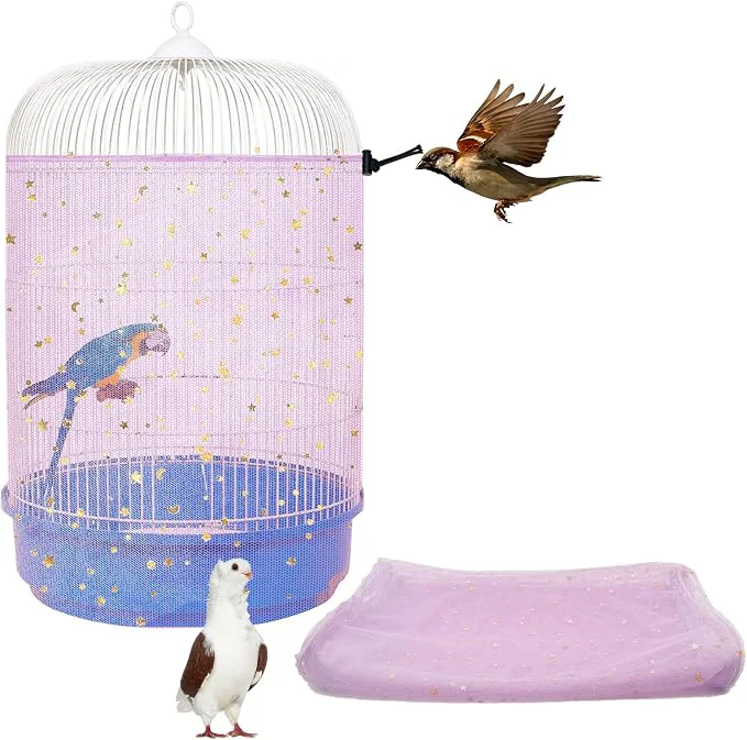 Proven Bird Cage Cover 45-90'' Adjustable Universal Nylon Mesh Net Bird Cage Skirt Traditional