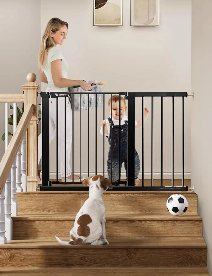 Green COMOMY 30 Tall Baby Gate for Stairs Doorways Fits Openings 29.5 to 46 Wide Excellent