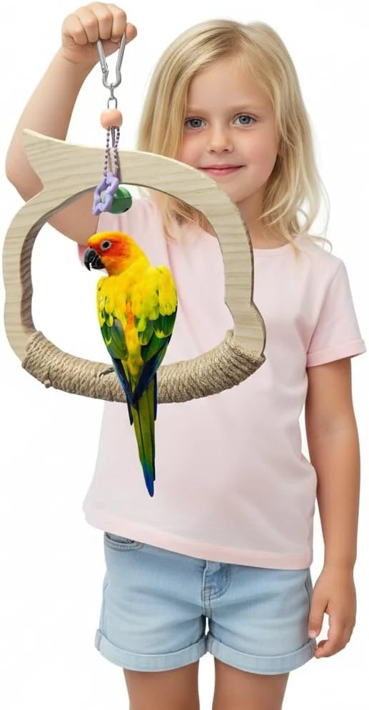 Recyclable Wooden Bird Swing Perch Toy for Small and Medium Parrots Natural Wood Ring Top-Quality
