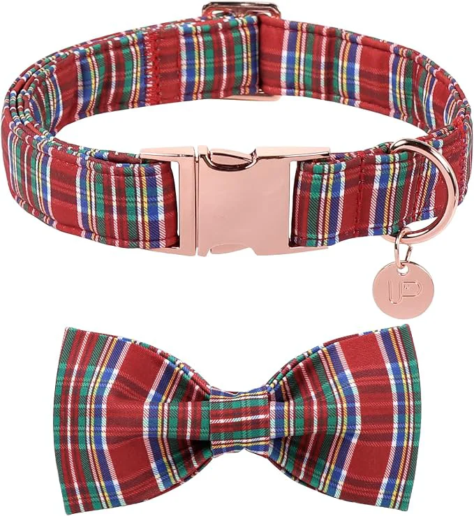 Trendy Christmas Plaid Dog Collar Top-Quality