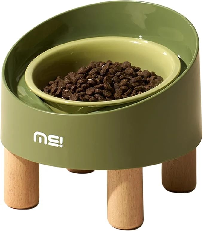 Fast MS MAKE SURE Cat Bowls Adjustable d Ceramic Cat Bowls with Anti-Slip Rubber Pad Splash Guard Lead Cadmium Whisker Friendly for Puppies Cats - 5.1 Wide 295ML 10 oz GreenAbout ThisOverview Selected