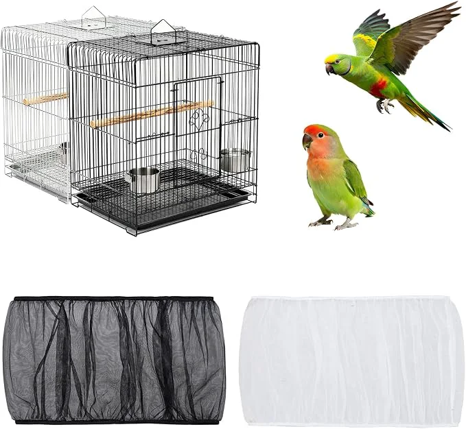 Secure Fengek 2 Pcs Adjustable Bird Cage Cover Seed Catcher Net Fashionable