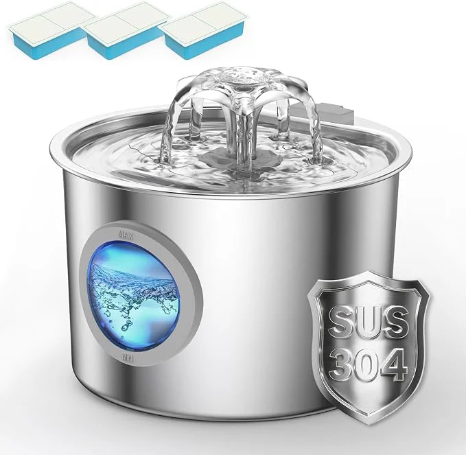 Effective Cat Water Fountain Advanced 304 Stainless Steel 2.2L 74oz Casual