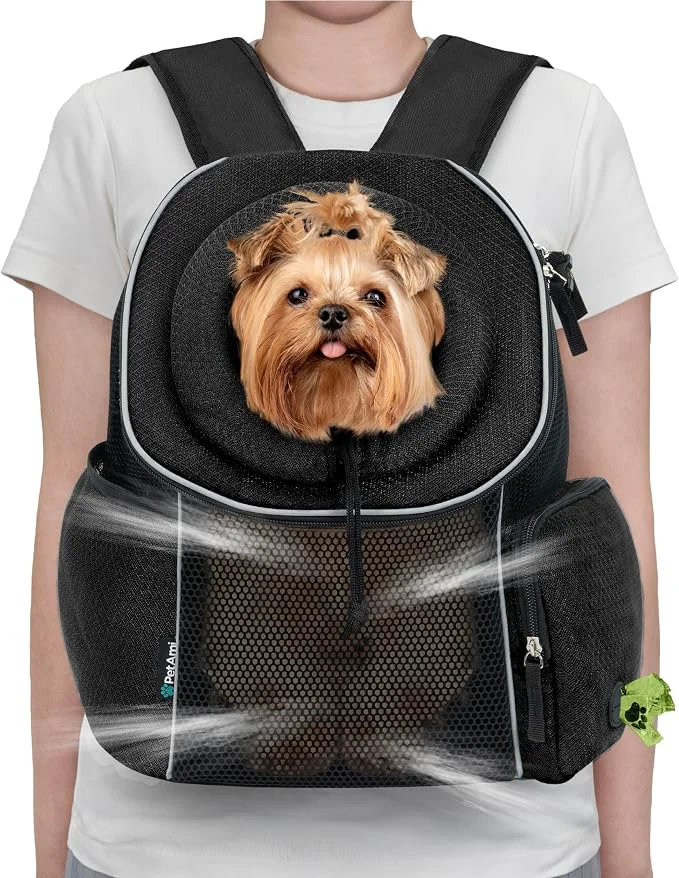 Practical PetAmi Dog Front Carrier Backpack Ventilated Adjustable Dog Pet Cat Chest Solid