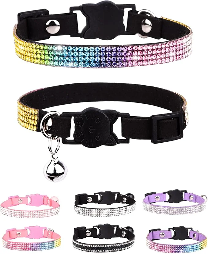 Reliable Cat Collars for Girl Cats with Rhinestone Soft Velvet Breakaway Cat Collars Minimalist