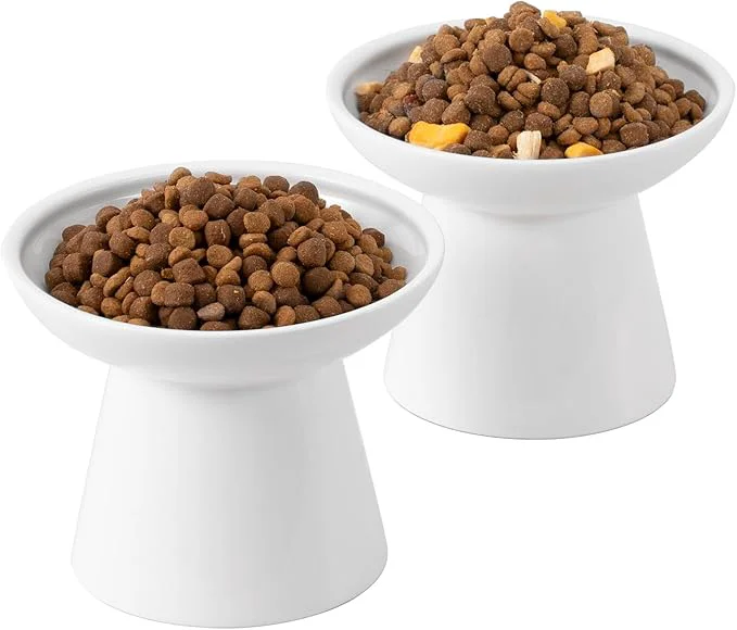 Safe Extra Wide d Ceramic Cat Bowl 6.2 Shallow Dish for Whisker Fatigue Relief 5 Height for Easy Feeding Durable Raised Cat Food Bowls Pack of 2 WhiteAbout ThisOverview Trusted