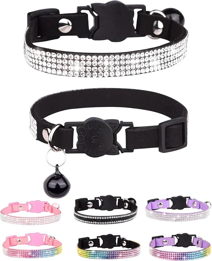Enhanced Cat Collars for Girl Cats with Rhinestone Soft Velvet Breakaway Cat Collars Luxury
