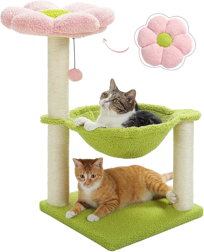 User-Friendly Flower Cat Tree Large Hammock for Indoor Small Cats Cute Cat Tree Pure