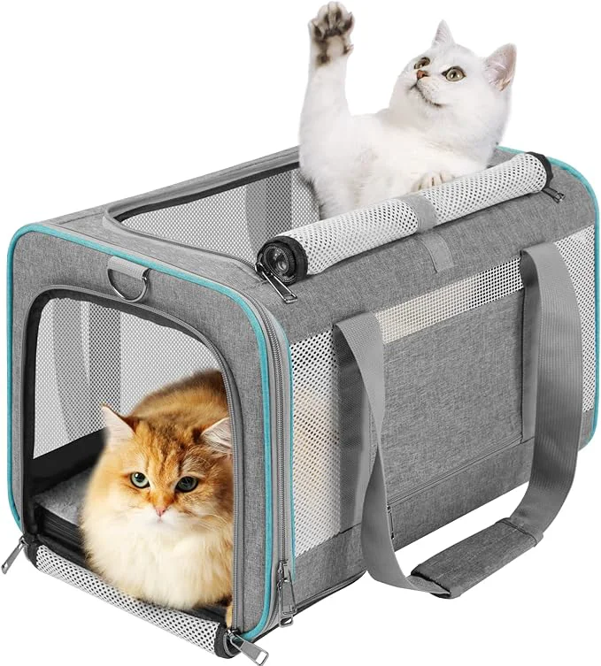 Fast Pet Carrier for Large Cats 20 lbs Soft Sided Small Dog Travel Carriers Top Smooth