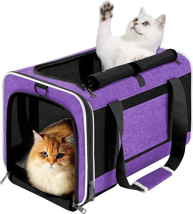 High-Quality Pet Carrier for Large Cat 20 lbs Soft Sided Small Dog 12 Pounds Travel Crate Recyclable