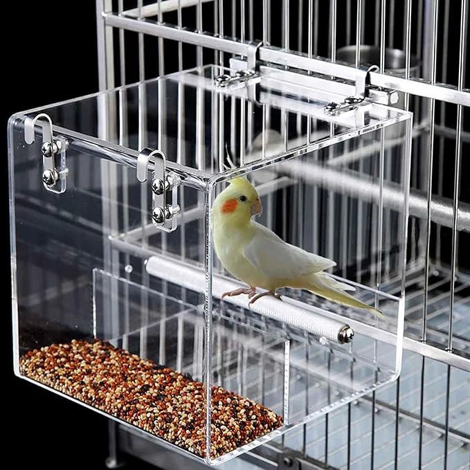 Eco-Friendly Automatic Acrylic Bird Feeder for Cage No Mess Reliable