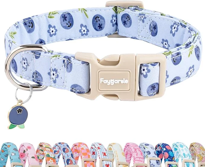 Superior Faygarsle Blueberry Pattern Dog Collar Carefully Designed