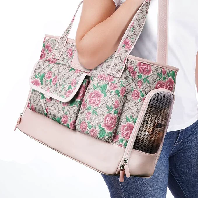 Versatile Dog Carrier Cat Carrier Pet Carrier Foldable Waterproof Premium PU Leather Detailed