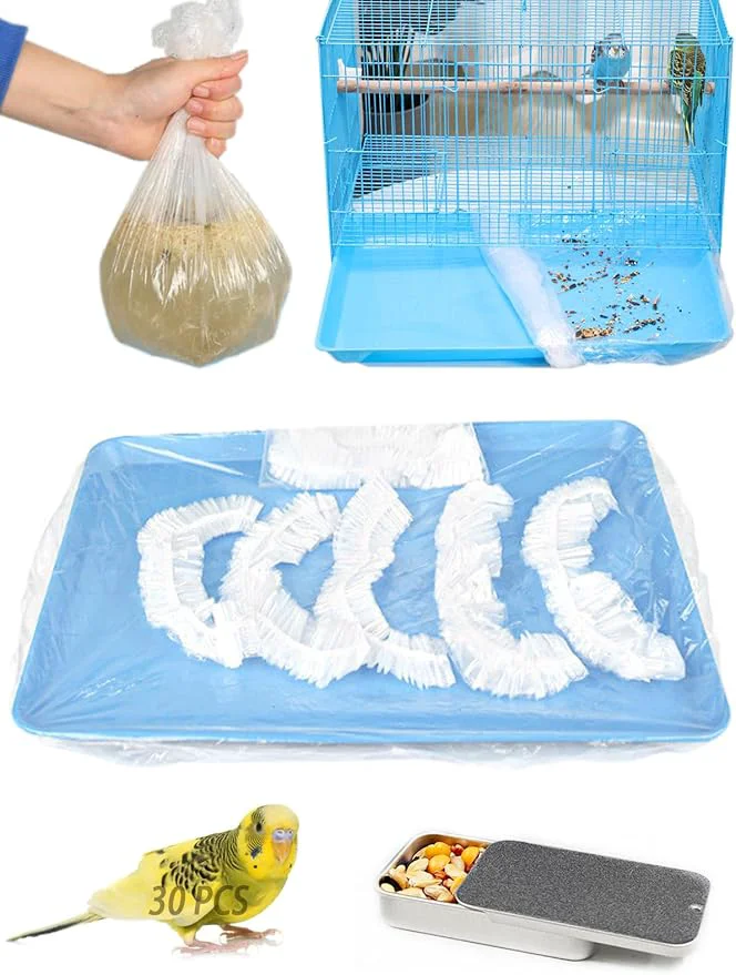 High-End Large Disposable Bird Cage Tray Liners，34'' X 22'' Plastic Parakeet Cage Liner High-Grade