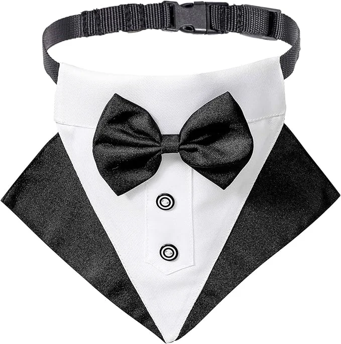 Pure ADOGGYGO Formal Dog Tuxedo Wedding Pet Bandana Collar Safe
