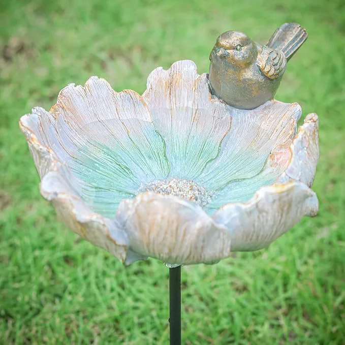 Environmentally Friendly MUMTOP Outdoor Antique Bird Bath Small Flower Bird Baths Bowl Resin Birdbaths Trendy