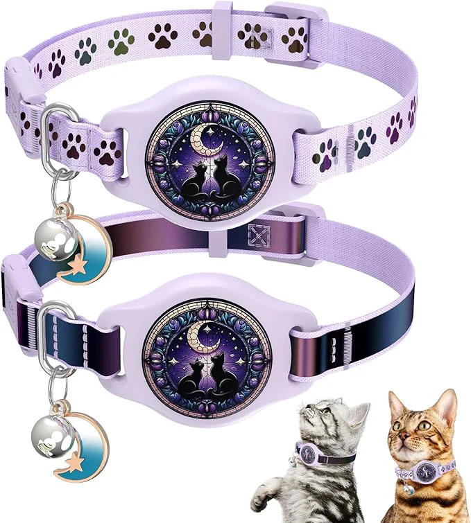 Versatile Cat Collar with Airtag Holder 2 Pack Waterproof Breakaway Kitten Collar Prestigious