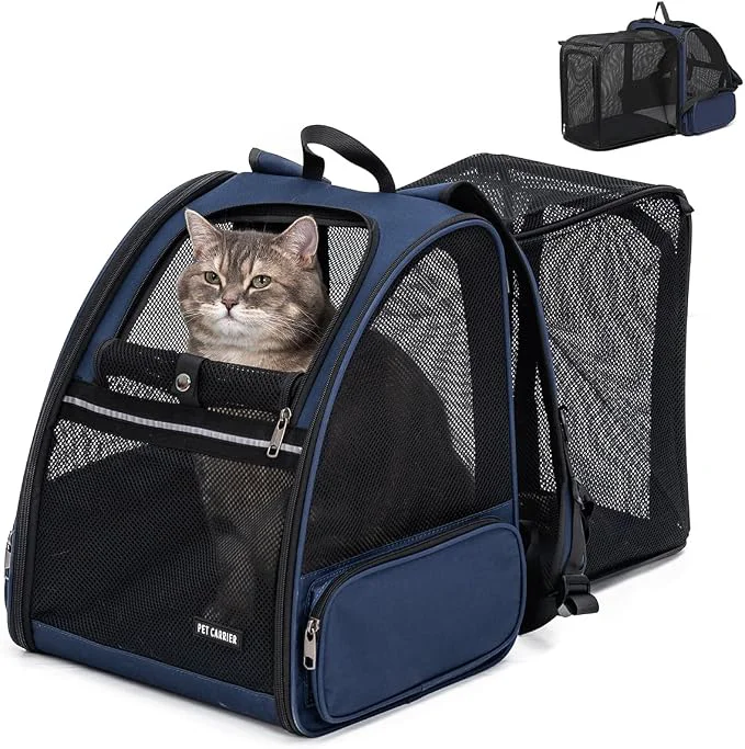 Elite Cat Backpack，Expandable Cat Carrier Backpack Dog Backpack Carrier and Pet Easy-to-Use