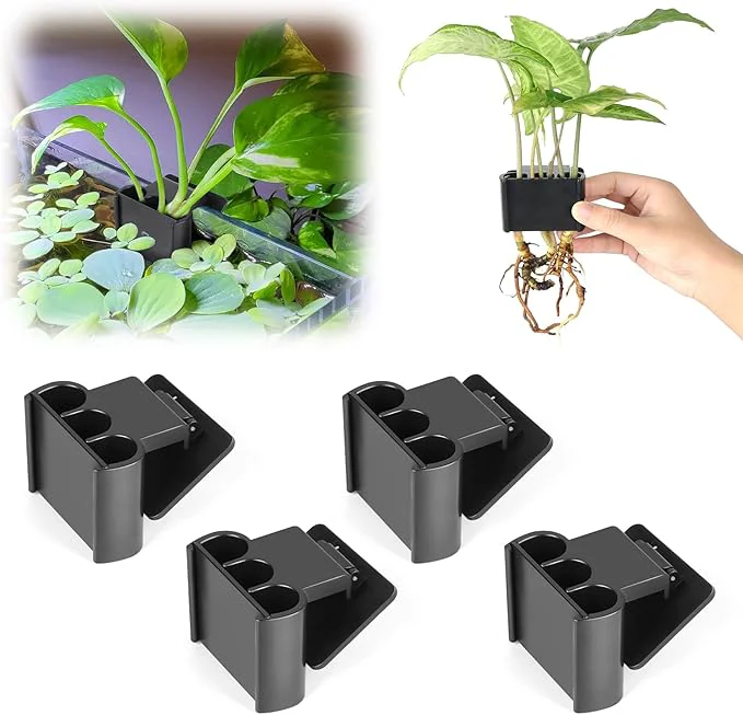 Minimalist 4 Pk Upgraded Aquarium Plant Holder 3-Hole Hanging Aquarium Plant Holder Original Design