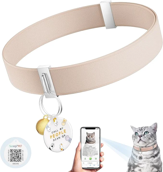 Smooth Cat Collar with Bell Stretch Elastic Quick Release Non Breakaway Lightweight Verified