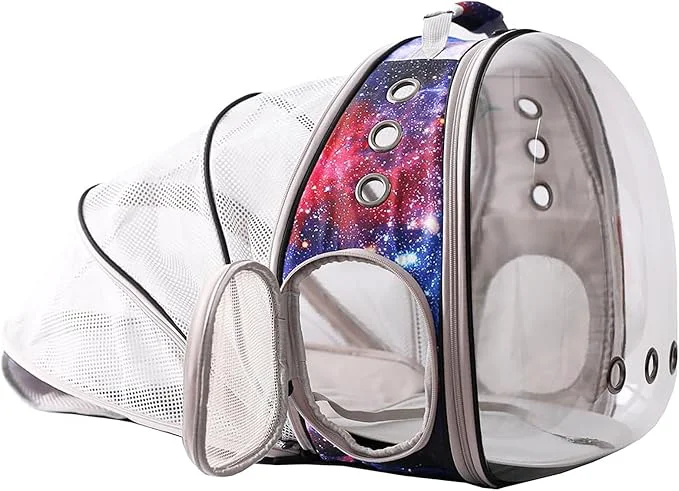 Consistent Galaxy Blue Cat Bubble Backpack Back Extension Space Capsule Astronaut Clear Relaxed