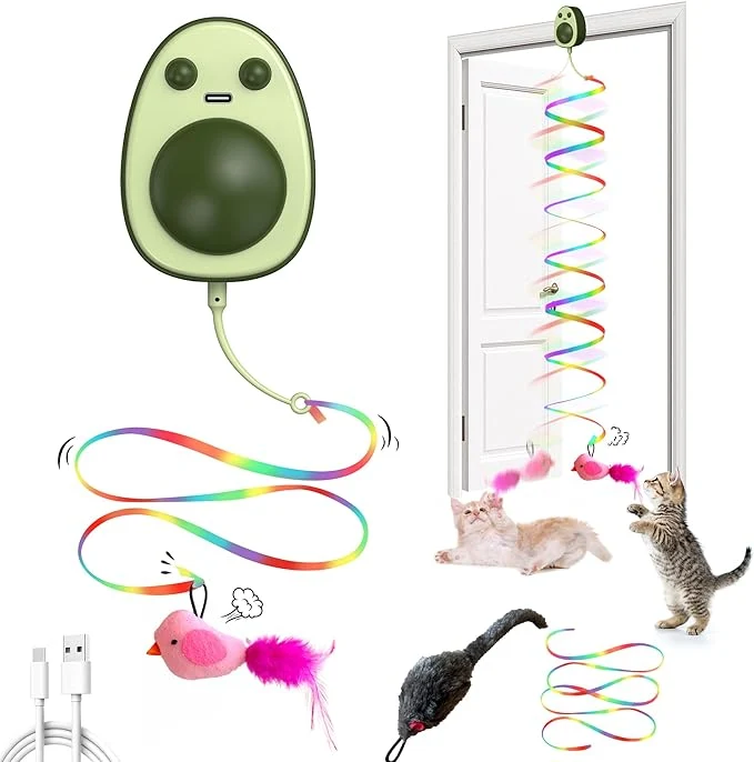 Excellent Interactive Cat Toys for Indoor Cats Electric Flying Bird Mouse Wand Teaser Automatic Hanging Door Frame Chase Hunt Exercise Stimulate Feather Cat Toy for Bored Indoor Adult KittenAbout This Luxury