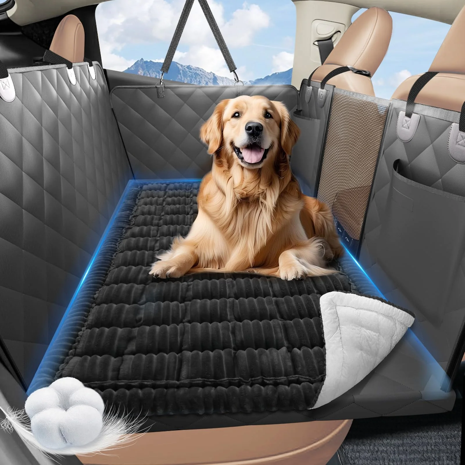 Superior ROUWINNE Backseat Dog Bed Non-Slip for Car Travel — Soft 51 x 23.5 Smooth