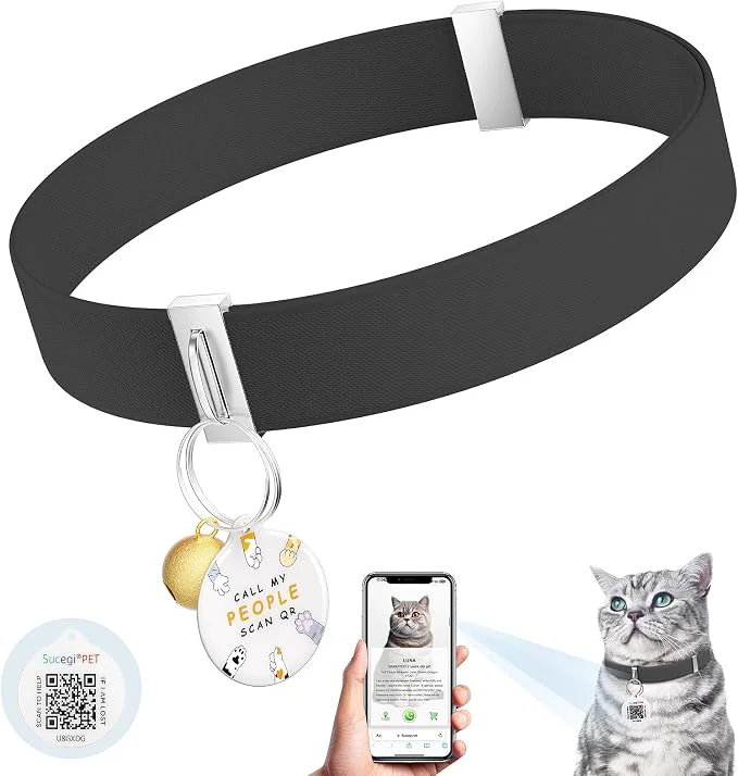 Enhanced Cat Collar with Bell Stretch Elastic Quick Release Non Breakaway Lightweight Elite