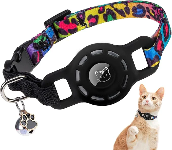 Environmentally Friendly BINGPET AirTag Cat Collar with Bells Upgraded Safety Elastic Cat Collar with Powerful
