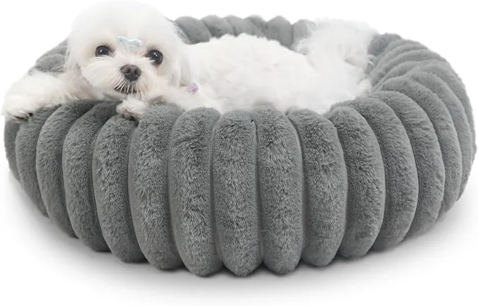 Breathable Donut Dog Bed for Small Dogs Cats - Comfort Anti-Anxiety Calming Washable Anti-Slip Cozy Soft Round Pet Beds for Puppy Kitty 19x19 Inch Warm GreyAbout ThisOverview Sustainable
