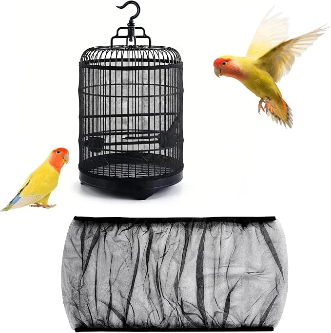 Consistent 2 Pcs Bird Cage Seed Catcher Adjustable Bird Cage Net Cover Reusable Soft Responsible