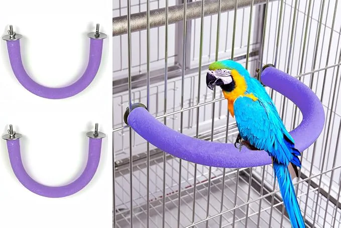 Superior 2Pcs 7.9Inch Purple U Shape Rough-surfaced Sands Stick Bird Perches Bird Cage Functional