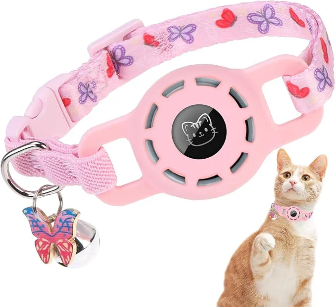 Casual BINGPET AirTag Cat Collar with Bells Upgraded Safety Elastic Cat Collar with Environmentally Friendly