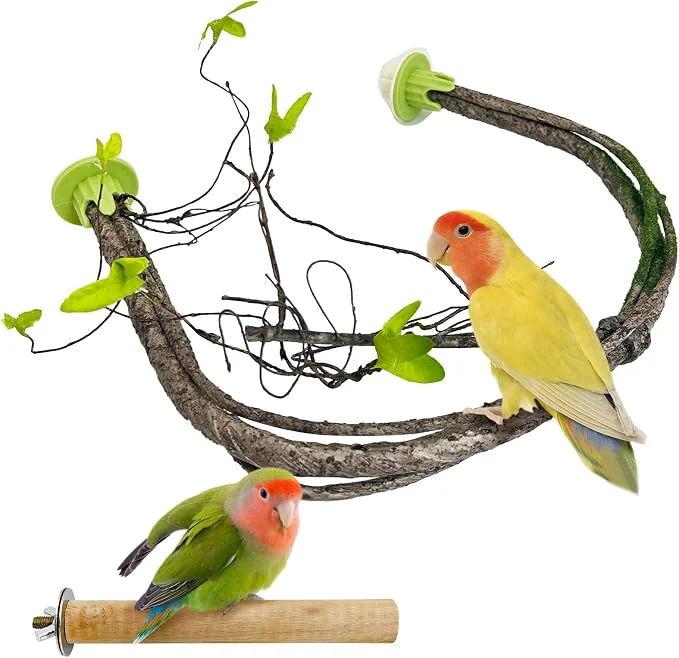 High-End PINVNBY 2 PCS Bendable Bird Perches Simulation Branch Parrot Perch Stand Easy-to-Use