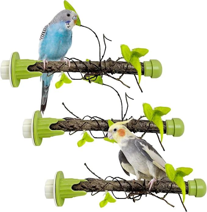 Modern PINVNBY 3 PCS Bird Perches Simulation Branch Parrot Cage Perch Stand Convenient