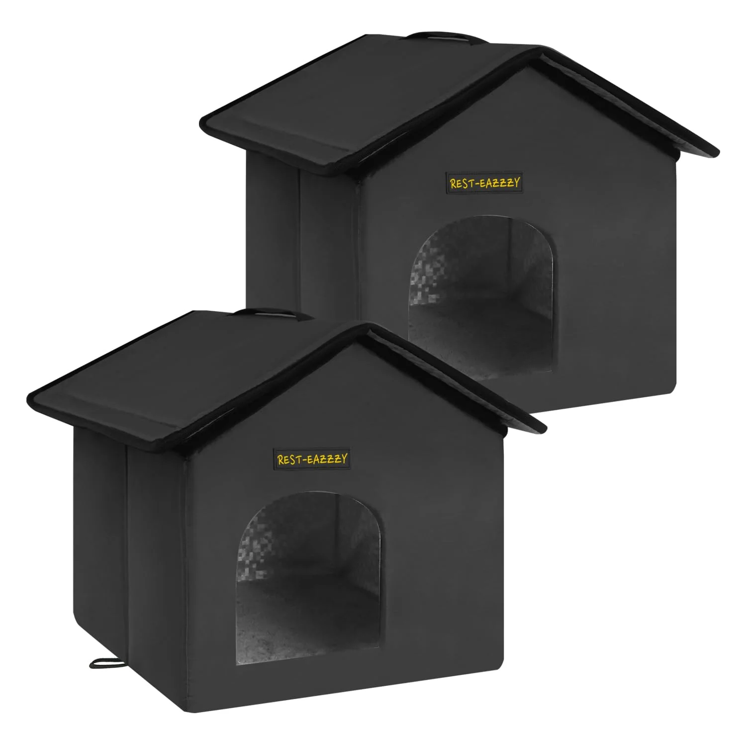 Exclusive Rest-Eazzzy Outdoor Cat House 2-Pack — Weatherproof Insulated Self-Warming Shelter Fine Crafted