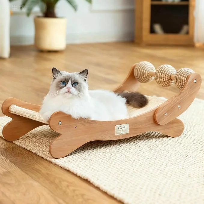 Versatile Sisal Cat Scratcher Bed with 3 Toy Balls Recyclable