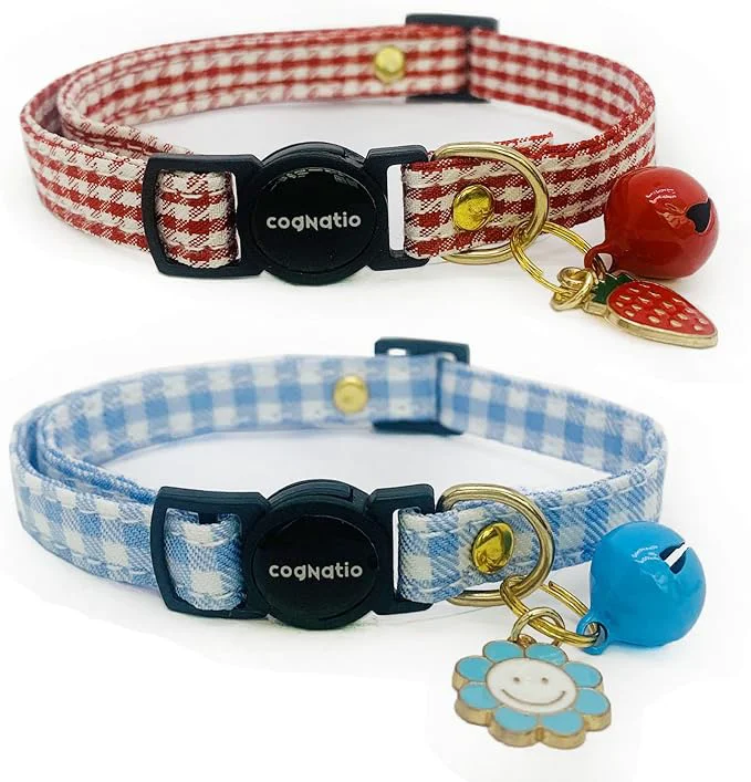 Certified 2 Pack Cotton Breakaway cat Collars Genuine