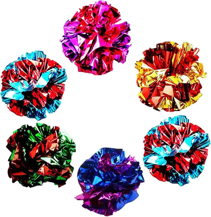 Easy-to-Use SunGrow Cat Crinkle Balls Mylar Crinkler Stress-Relief Toy Powerful