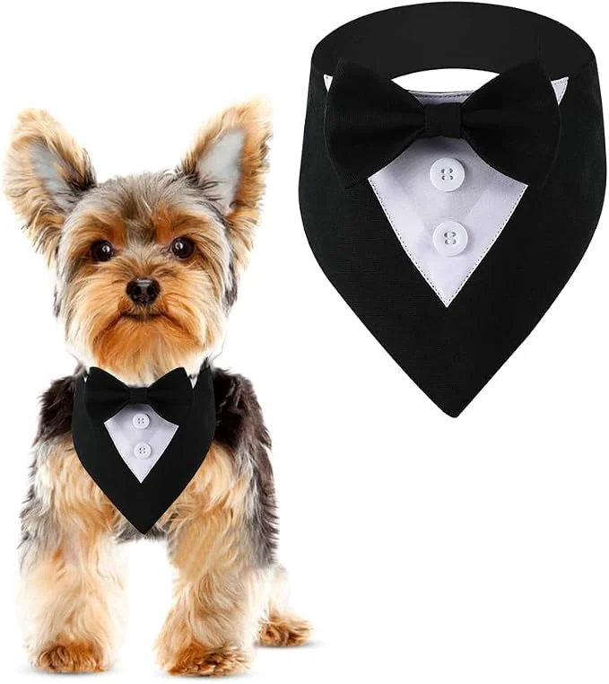 Superior Dog Wedding Bandana Formal Dog Tuxedo Adjustable Pet Collar Next-Generation