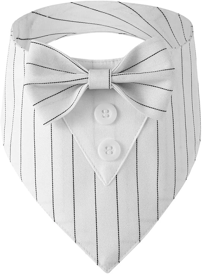 Traditional Dog Tuxedo Adjustable Formal Wedding Outfit Bandana Dog Tux Collar Pure