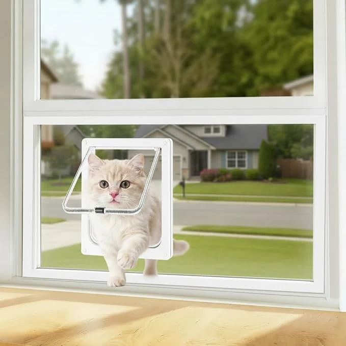 Verified Cat Door for Window 4 Locking Modes for Safety Cat Window Door Fits 14 -24 Elegant