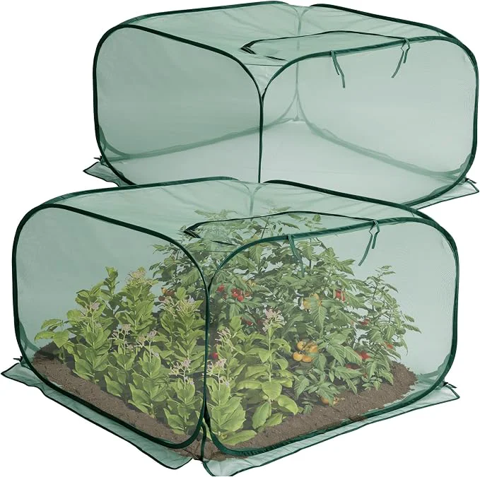 Environmentally Friendly 2 Pcs Pop Up Mesh Plant Cover Garden Net Cage Guard Cover Solid