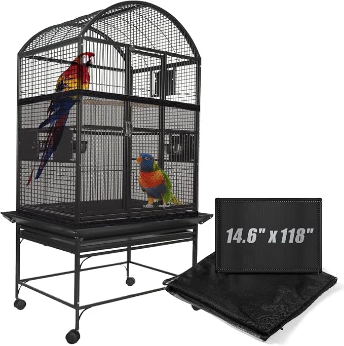 Dependable Bird Cage Netting Seed Catcher Adjustable Bird Cage Skirt Seed Catcher Large Natural