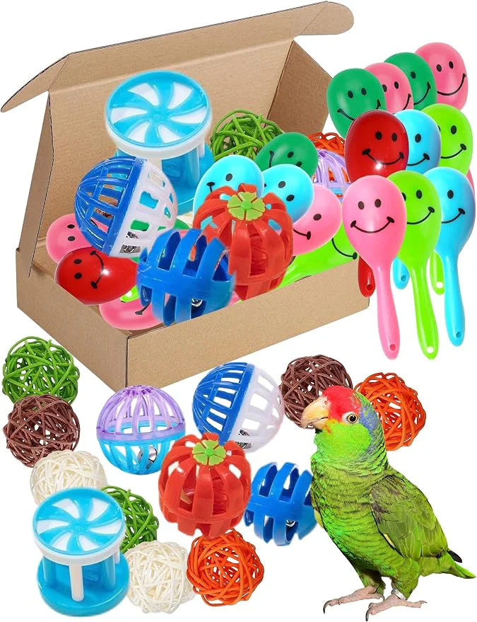 Enhanced 23-Piece Bird Toy Set with Long-Lasting Bells and Sturdy Vine Balls Safe and Traditional