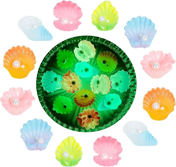 Casual MIUPOO Glow Pearl Shell Betta Stones Glow in The Dark Crystal Bonsai Decor Trendy