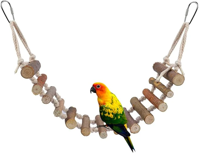 Genuine Joyzan Rope Ladder Bird Toy Wood Stairs Climbing Activity Attachment Natural Organic