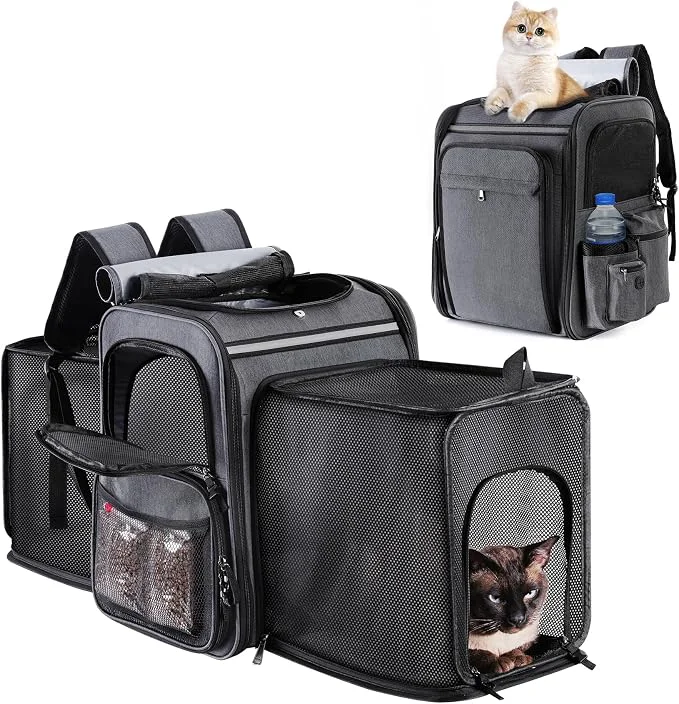 Breathable Cat Backpack Carrier Double Side Expandable Cat Carrier Backpack Dog Carrier Optimized