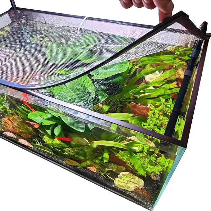 Recyclable Magnetic Aquarium lid Fish Tank Hood top Cover Anti-Jumping net Cover mesh to Green